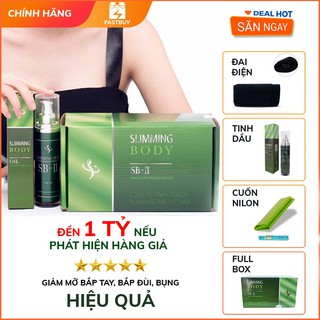 Giao hàng nhanh | Combo ủ nóng slimming body sb2 (tinh dầu, đai điện) tặng nilon quấn và thước dây hỗ trợ giảm mỡ nhanh