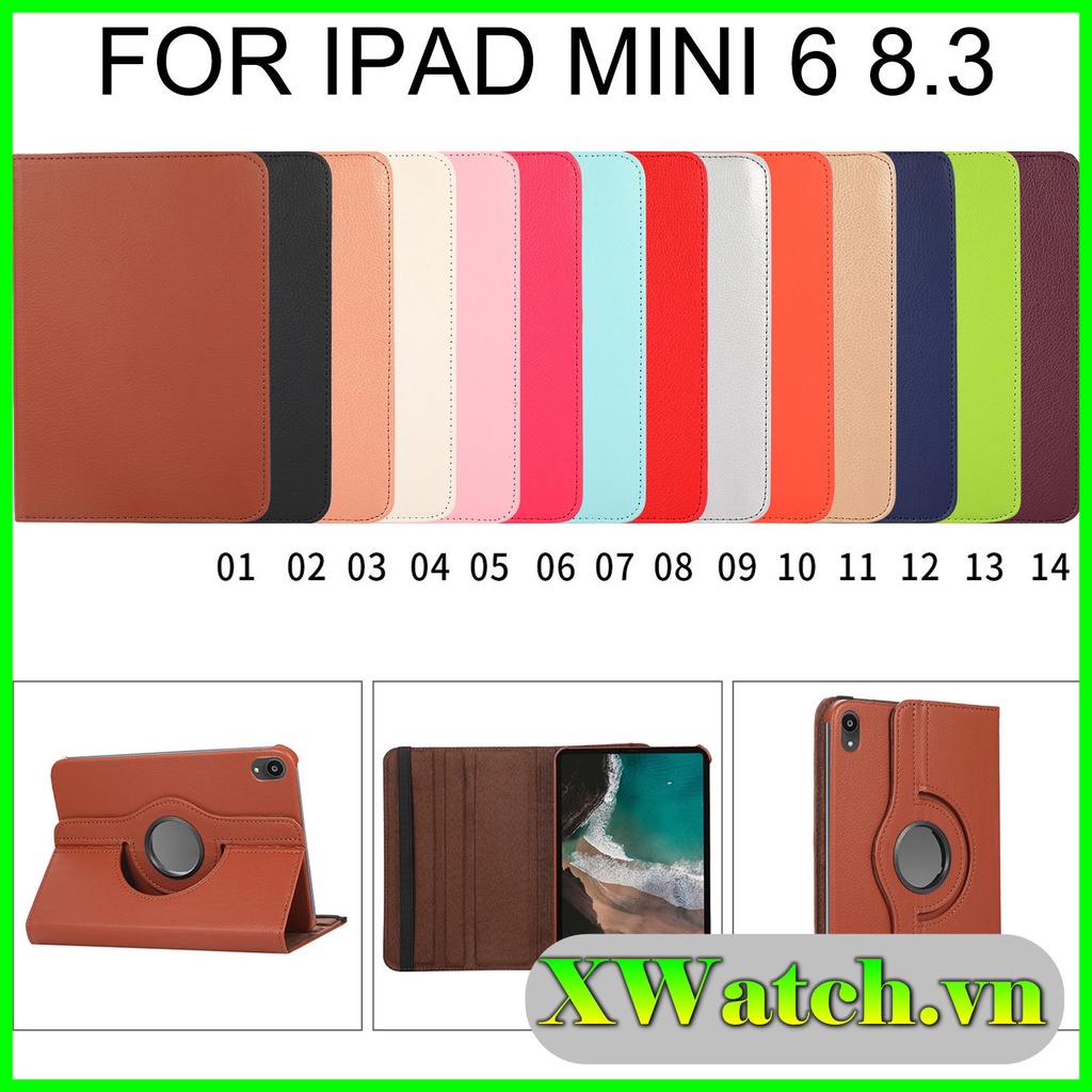 Bao Da PU Dành Cho Apple iPad Mini 6 2021 8.3 Inch nắp gấp xoay thông minh