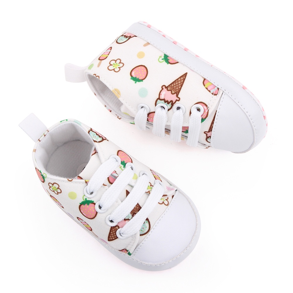Giày vải canvas mềm chống trượt in nhiều họa tiết thời trang cho bé 0-12 tháng tuổi