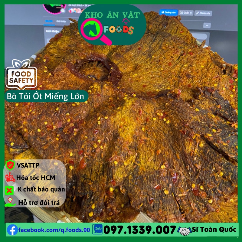 500gr Khô bò miếng cay củ chi chuẩn vị khô bò nguyên miếng tỏi ớt 1kg Đồ ăn vặt mồi nhậu ngày tết