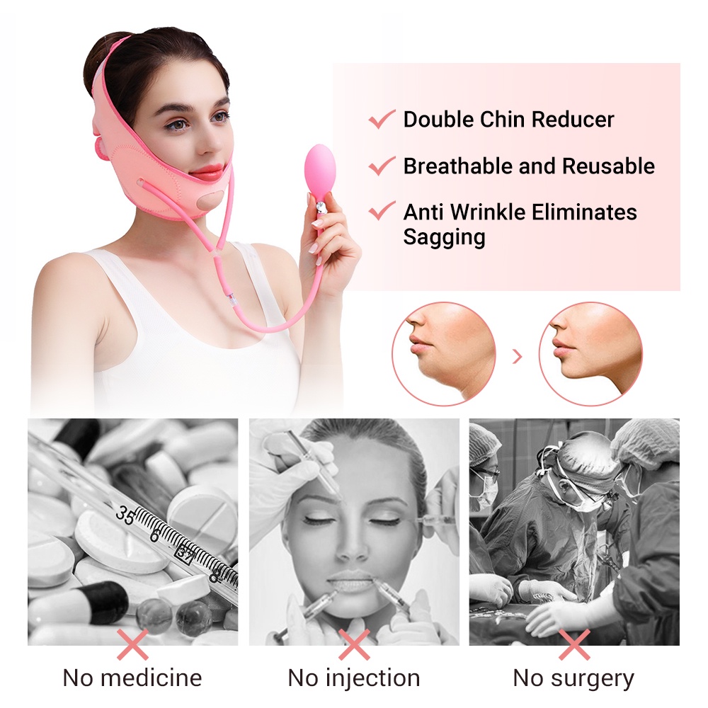 Junlaikang Đai Bơm Hơi Làm Thon Gọn Mặt Tạo Cằm Đôi