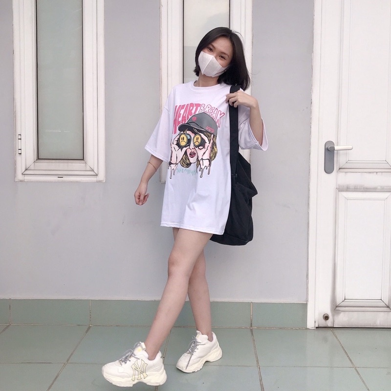 [ Full Box + Tag ] Áo thun phông Unisex chất Cotton 100% form rộng tay ngắn HEART BREAK