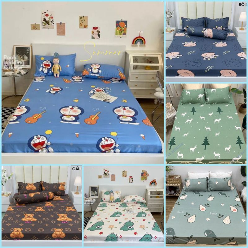 (rẻ đẹp) Trọn Bộ ga gối chải giường 3 món 1 ga chun 2 vỏ gối đầu như hình nhiều mẫu khách chọn mẫu thoải mái | BigBuy360 - bigbuy360.vn