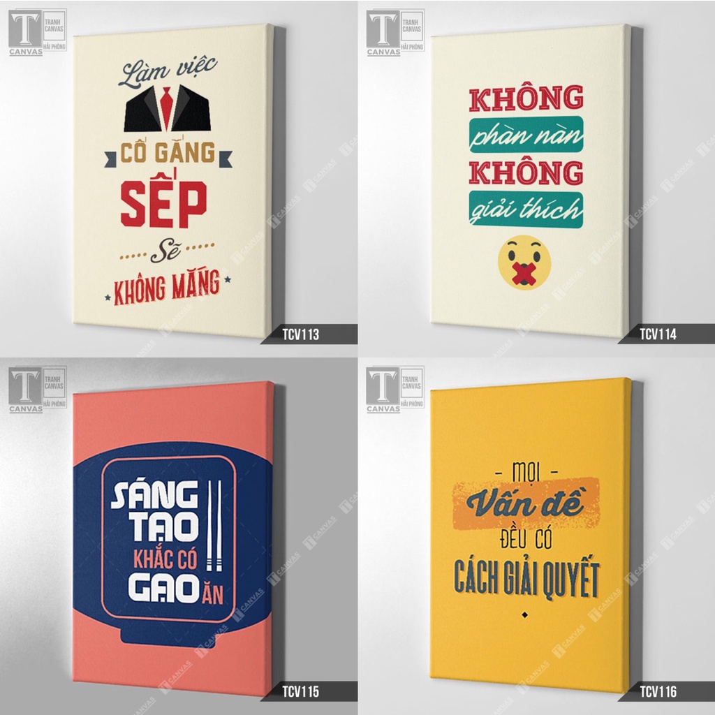 Tranh Canvas treo tường động lực văn phòng câu nói slogan truyền cảm hứng làm việc TCV113-116 (không khung)