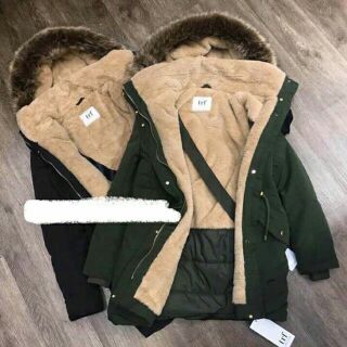 [ Sẵn size S đen] - Áo khoác parka lót lông hàng xuất ( Ảnh thật)