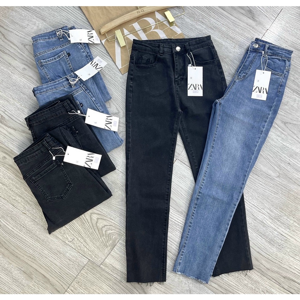 QUẦN JEANS BÒ ÔM CO GIÃN TUA GẤU HAI MÀU TÔN DÁNG