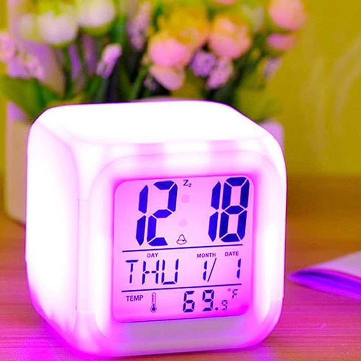 Đồng hồ báo thức kỹ thuật số, đồng hồ để bàn màn hình Led, phát quang nhiều màu sắc cực hot