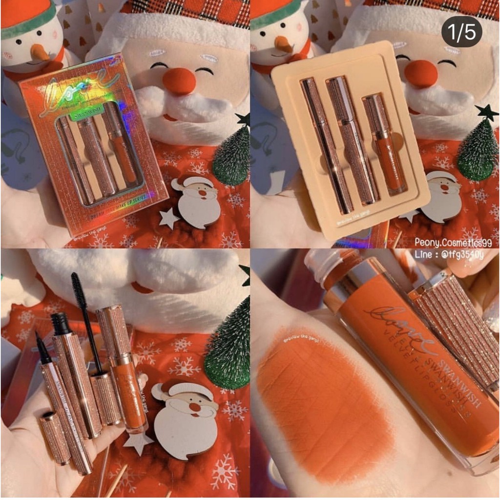 Set 3 Món Mascara+Kẻ Mắt Nước+Son Kem Swanwish Love