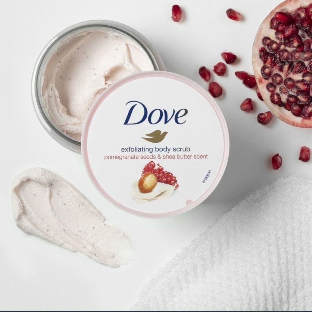Tẩy da chết toàn thân DOVE bản ĐỨC hũ lớn 225ml Hương LỰU ĐỎ và Hương MACCA, tẩy da chết body | Nuhuwaxing