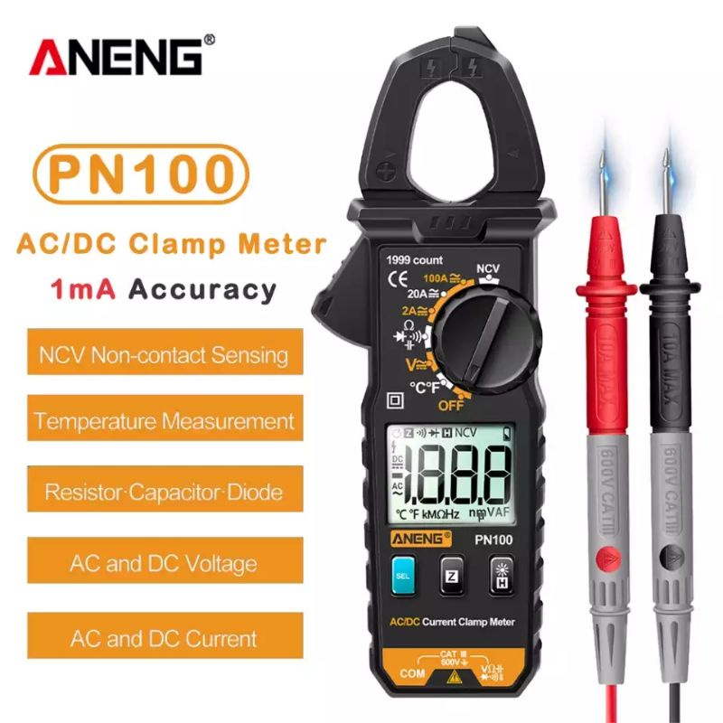 Đồng hồ vạn năng ampe kìm cao cấp, mới nhất ANENG PN100 đo dòng AC/DC