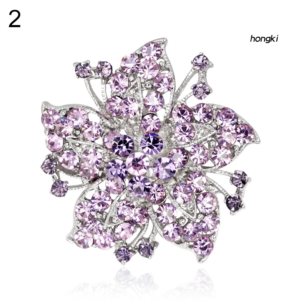 Trâm cài áo hình bông hoa đính đá phong cách thời trang cho phái nữ