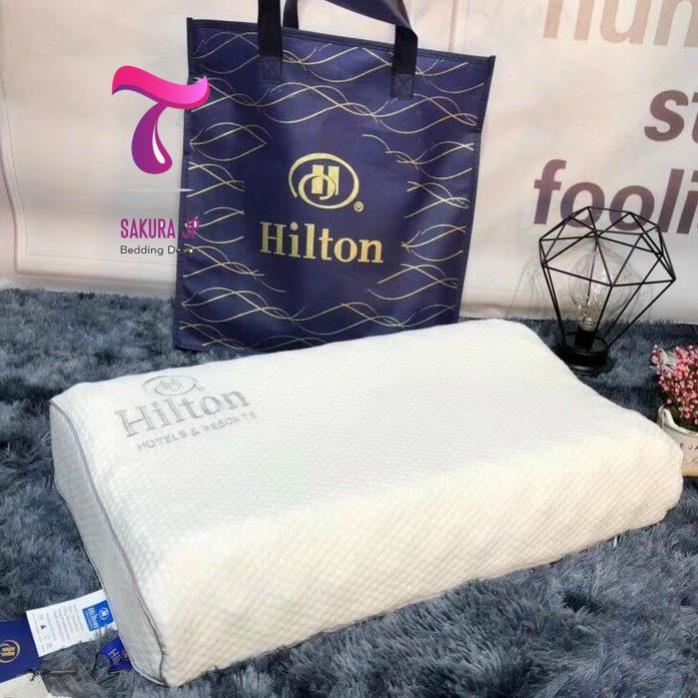 HÀNG MỚI- Gối Cao Su Non Yên Ngựa Vân Massage Hilton Hotel - Gối Cao Su Non Nhập Khẩu