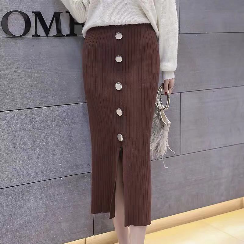 [SẴN HÀNG] Váy len dáng bút chì đính cúc Dài 70cm Chất len đẹp, không nhão, xù | BigBuy360 - bigbuy360.vn