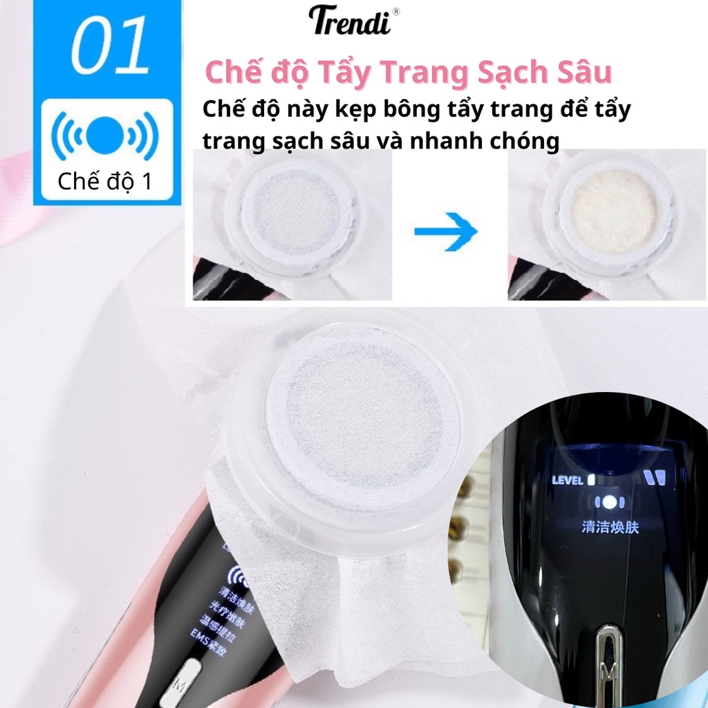 Máy Tẩy Trang Da Mặt 5 Trong 1 - Tẩy Trang, Đẩy Tinh Chất, Massage Mặt, Nâng Cơ, Điện châm EMS