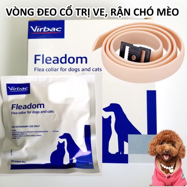 [Mã PET50K giảm Giảm 10% - Tối đa 50K đơn từ 250K] Vòng đeo cổ diệt ve ghẻ cho chó mèo fleadom virbac Pháp