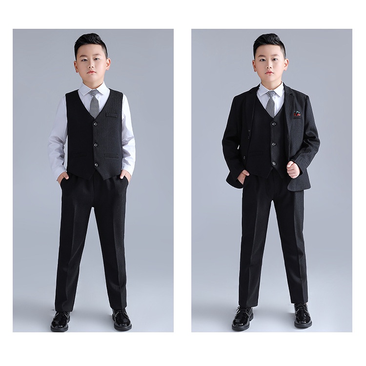 Bộ vest bé trai cao cấp cho trẻ em béo bụng to TQB076 TQB077 3 chi tiết  tặng cavat
