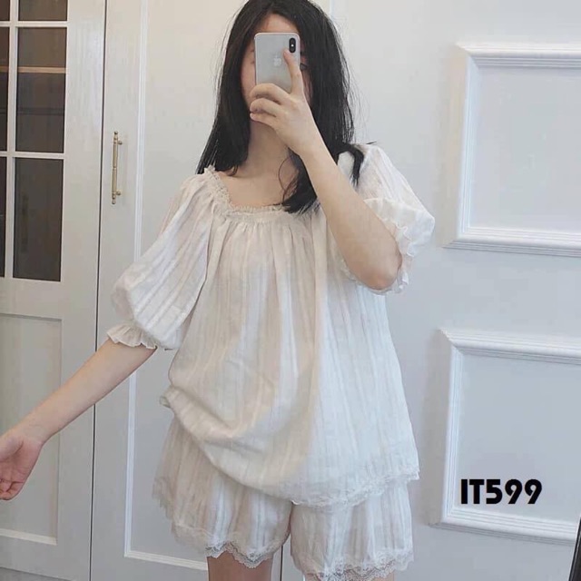 Bộ ngủ xô ren tiểu thư