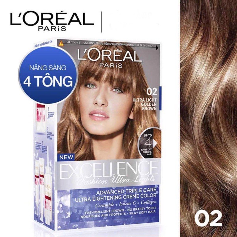 Kem Nhuộm Nâng Sáng 4 Tông L’Oreal Paris  Excellence Fashion Ultra Light Advanced Triple Care Ultra Lighting Creme Color