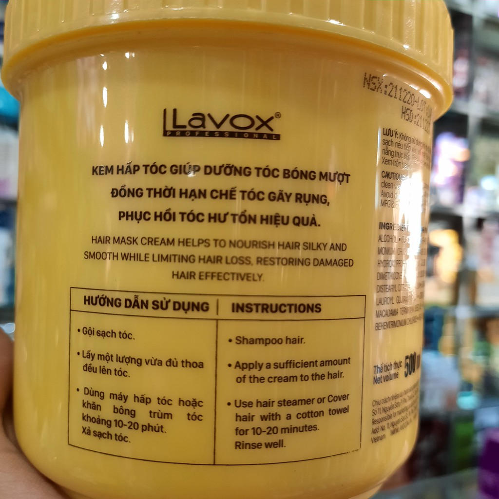 Kem hấp hồi sinh Lavox Keratin &amp; Macadamia Oil ngừa rụng tóc 500ml