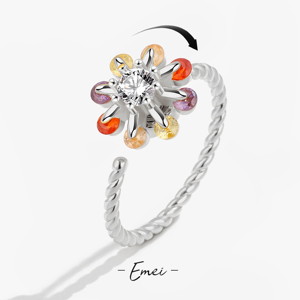 Nhẫn Xoay Đính Đá Zircon Giảm Căng Thẳng Dành Cho Nữ