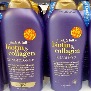 DẦU GỘI - DẦU XẢ OGX 577ml Thick And Full Biotin and Collagen