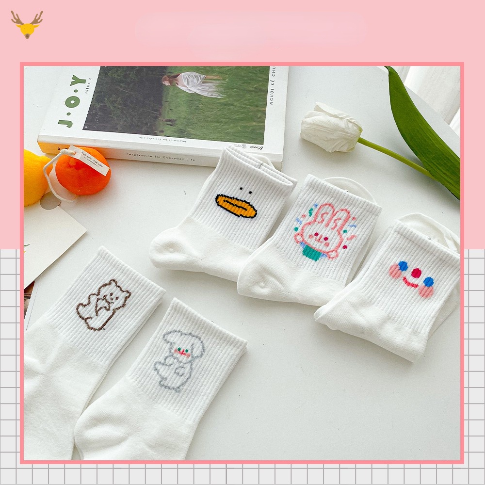 Vớ Cao Cổ Màu Trắng Phong Cách Hàn Quốc Dễ Thương Cho Nữ