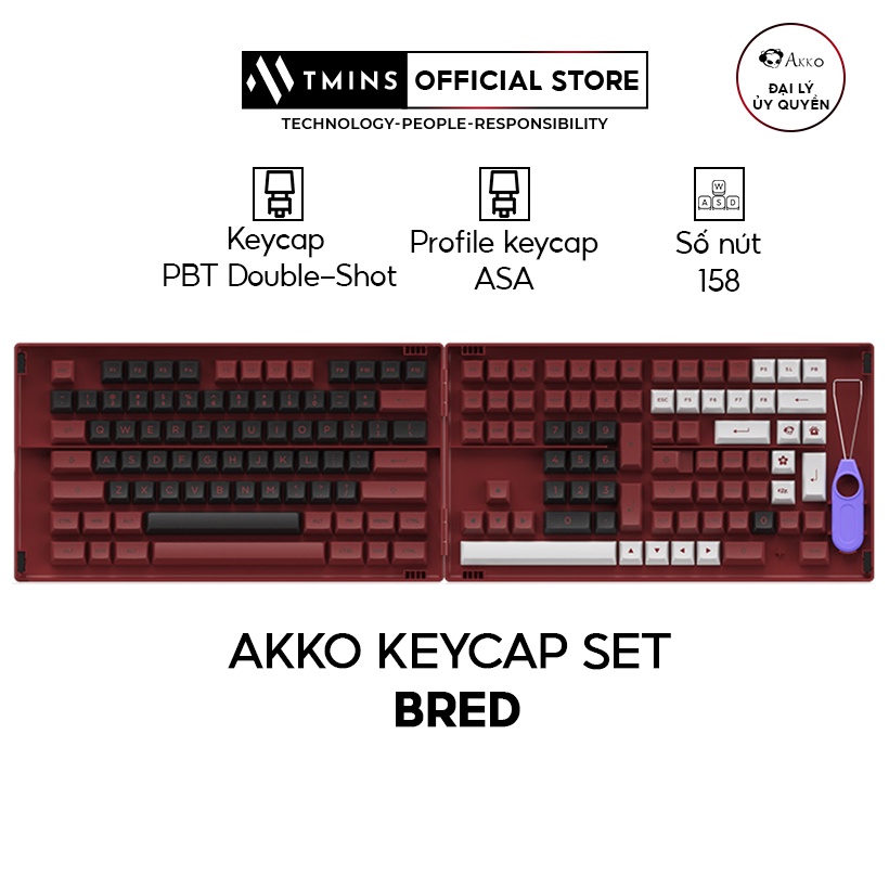 AKKO Keycap set - Bred (PBT Double-Shot/ASA profile/158 nút)