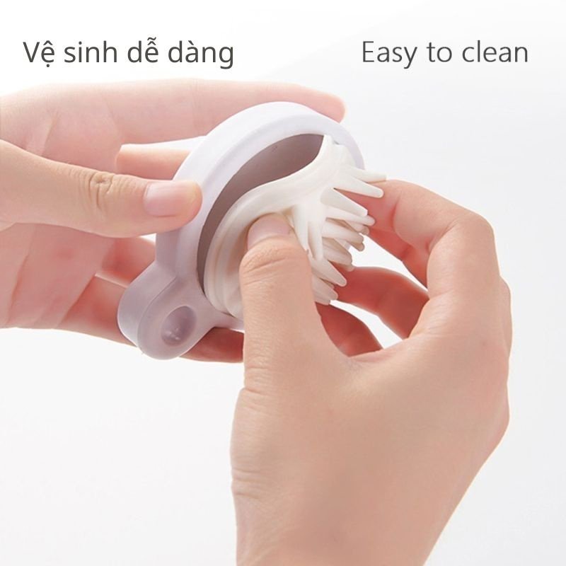 Bàn Chải Gội Đầu Silicon Mềm Giúp Thư Giãn Da Đầu - Lược Gội Đầu Hình Tròn Nhỏ Gọn