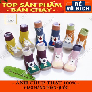 (Xả kho) Giày bún dày dệt 2 lớp siêu ấm chống trơn, giày tập đi họa tiết hoạt hình dễ thương cho bé trai, bé gái
