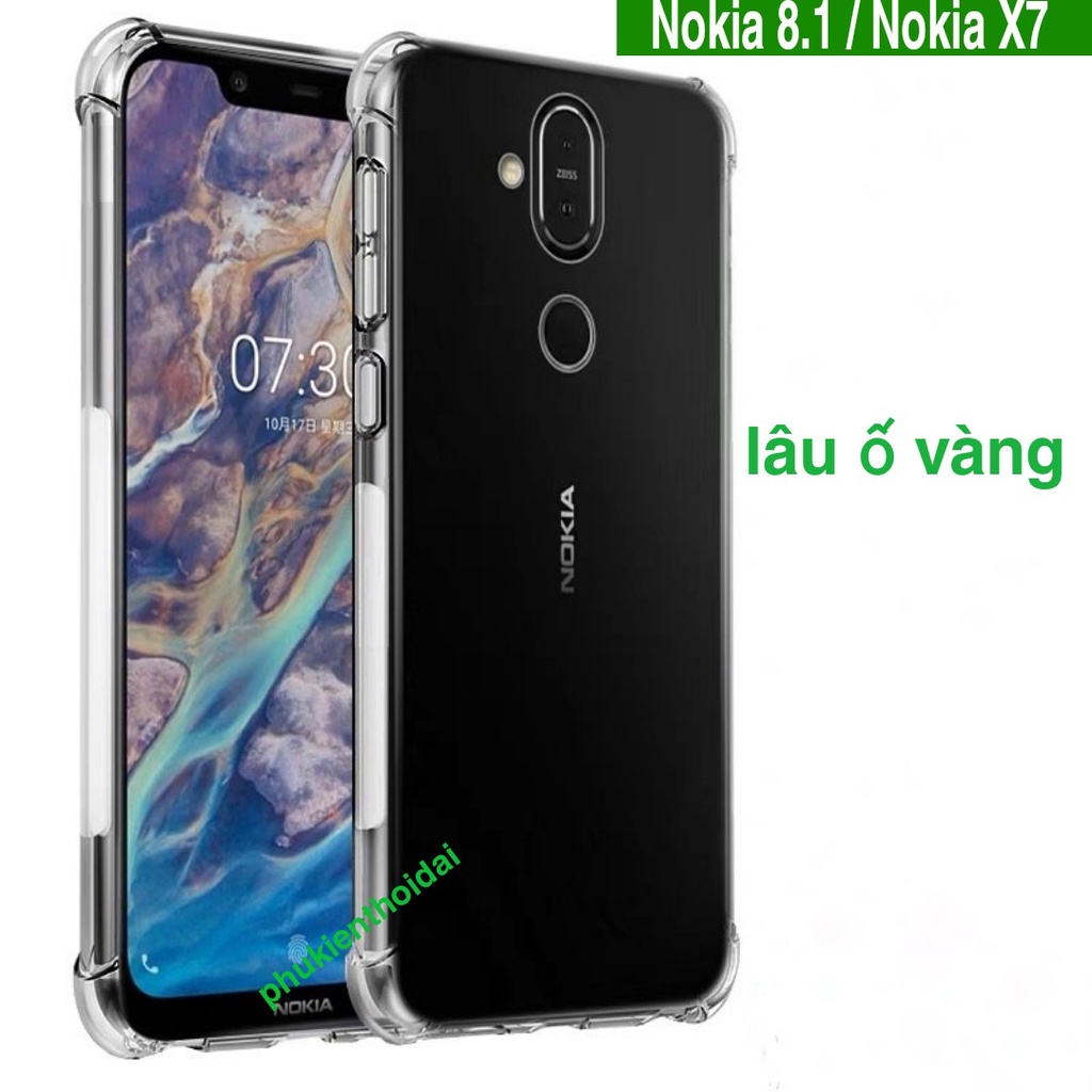 Ốp lưng Nokia 8.1 / Nokia X7 dẻo trong suốt lồi 4 góc chống sốc lâu ố vàng cao cấp siêu bền