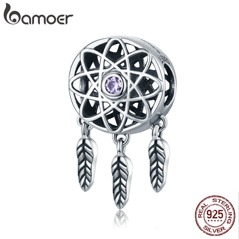 Bamoer Bạc 925 Hạt Charm Dreamcatcher Phụ Kiện May Mắn Cho Vòng Tay Tự Làm