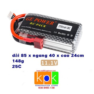 phụ kiện máy bay- pin 3s 2700mah giành cho máy bay đk từ xa