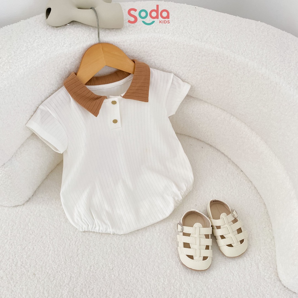 Body Polo cho bé trai Soda Kids phối màu nâu - trắng phong cách công tử