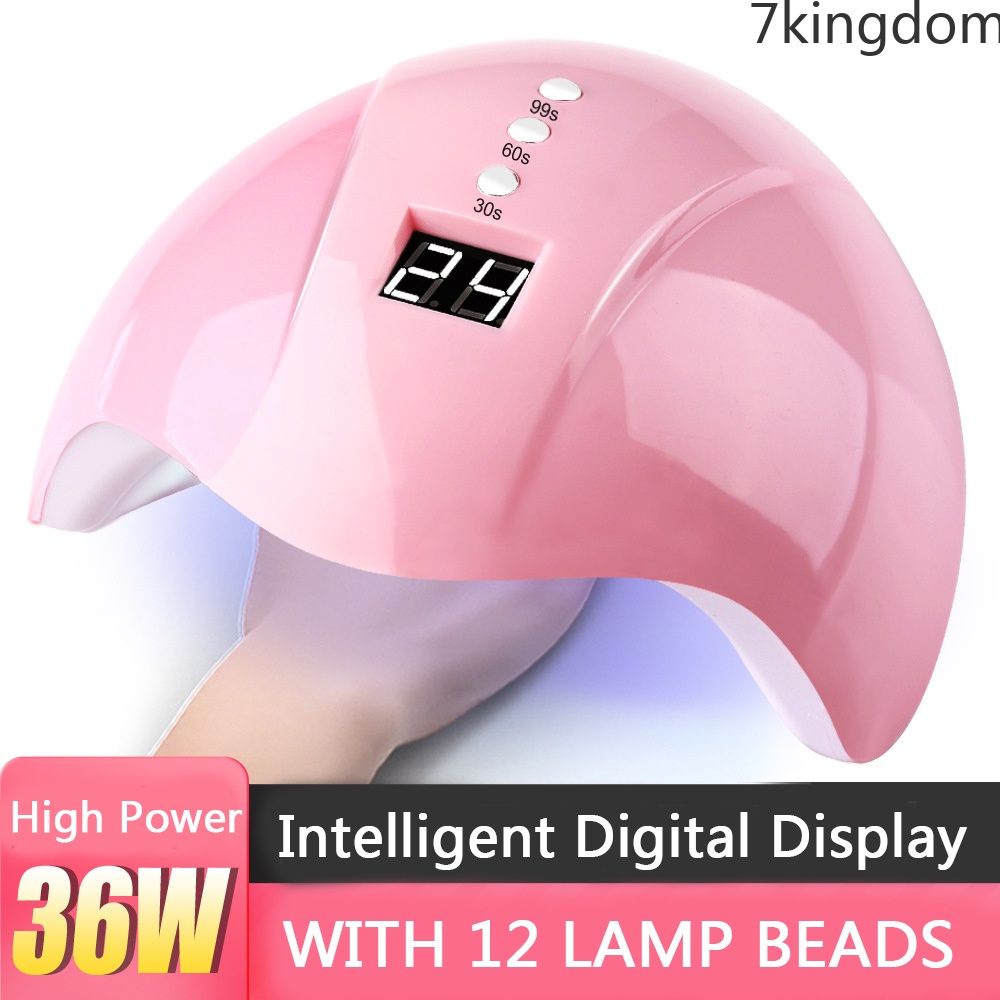 Máy hong khô móng tay đèn LED thông minh 36W nhanh khô màu hồng