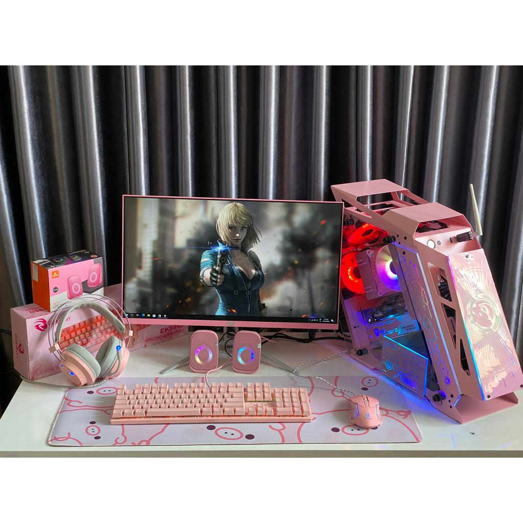 Full bộ PC Gaming MÀU HỒNG Xinh Xắn kèm Màn hình 24inch Full HD chiến Game Fifa 4, Audition, Liên Minh, Liên Quân,..