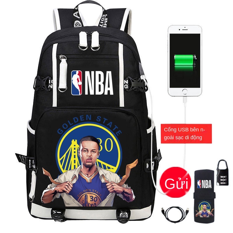 ✾☬NBA Basketball Curry Schoolbag Lakers James Kobe Ba lô số 24 Ba lô cặp đôi sinh viên nam và nữ