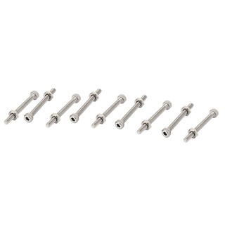 M2 x 20mm Long Hex Socket Knurled Cap Screws Bolts Nuts Set 20Pcs