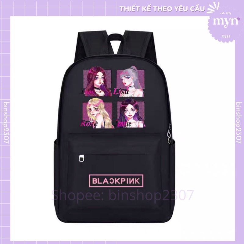 Balo Đi Học BlackPink Đen Basic Cá Tính Cho Blink