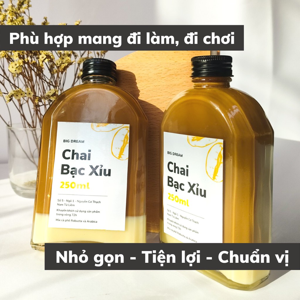 Cà phê nguyên chất đóng chai pha sẵn Bạc Xỉu 250ml phin cafe rang xay truyền thống đậm đà gia đình và văn phòng