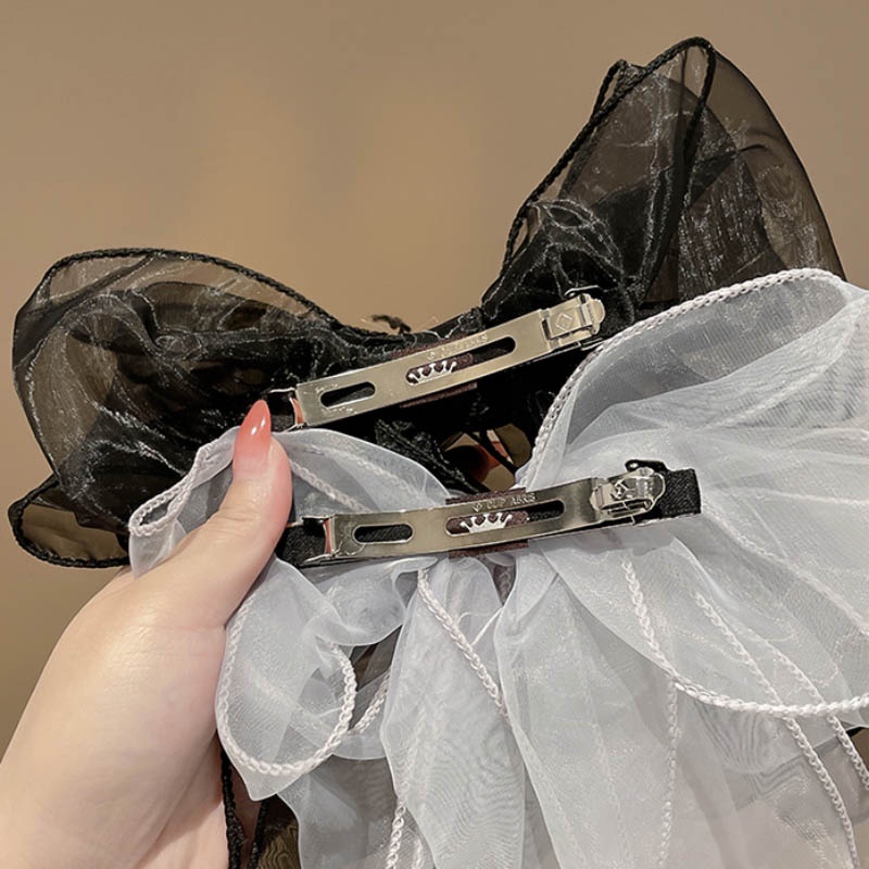 Kẹp Tóc Hình Nơ Phối Ren Thời Trang Cho Nữ