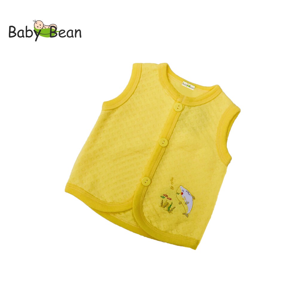 Áo Gile Cotton Unisex Sơ Sinh Thêu Cá Mập BabyBean