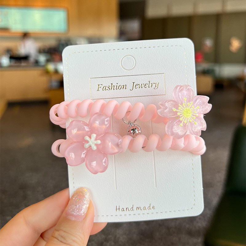 Dây Buộc Tóc Hoa Anh Đào Màu Hồng Cherry Nhỏ Xinh Xắn Cho Bé Gái