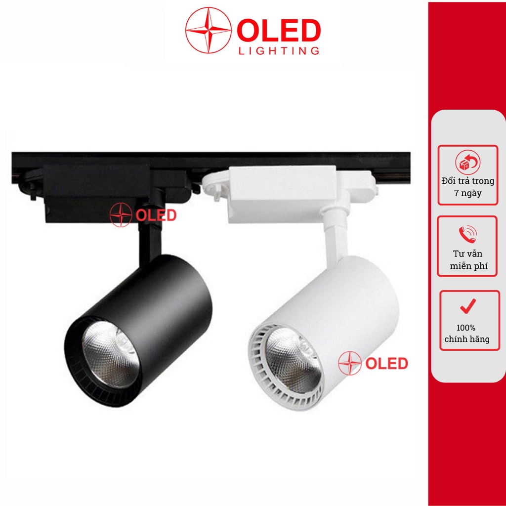 Đèn rọi thanh ray Oled COB-1329 ống bơ 20w thiết kế thân to trơn phong cách đơn giản màu đen/ trắng - bảo hành 2 năm