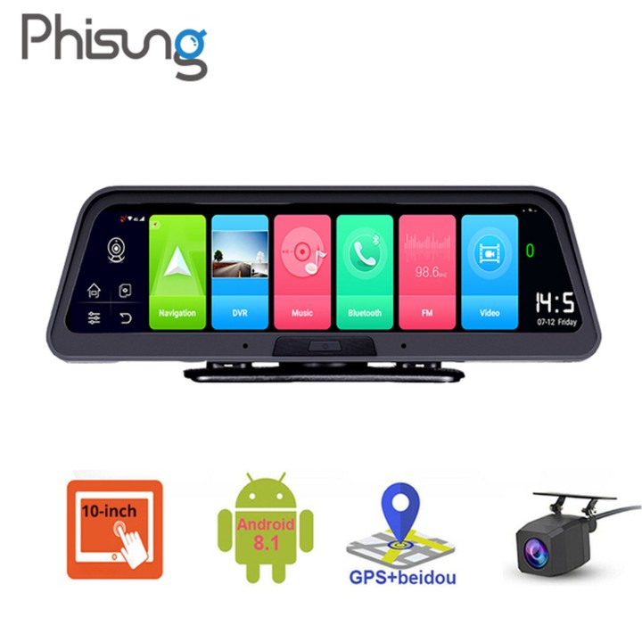 Camera hành trình Phisung Q98 đặt taplo ô tô tích hợp 4G, Wifi, GPS ,10 inch