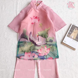 Áo dài Organza Hạc & Sen