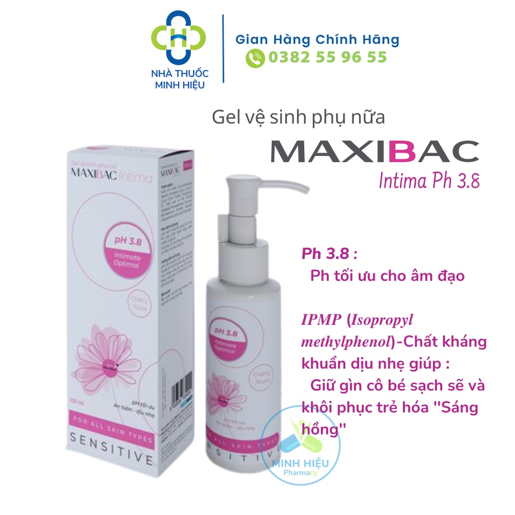 Gel vệ sinh phụ nữ MAXIBAC INTIMA pH 3.8 - Chính hãng