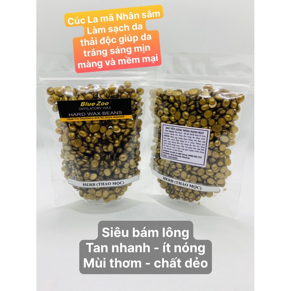 300g Sáp wax lông Hard wax beans Herb Thảo Mộc Bluezoo Premier Retro chính hãng siêu bám lông