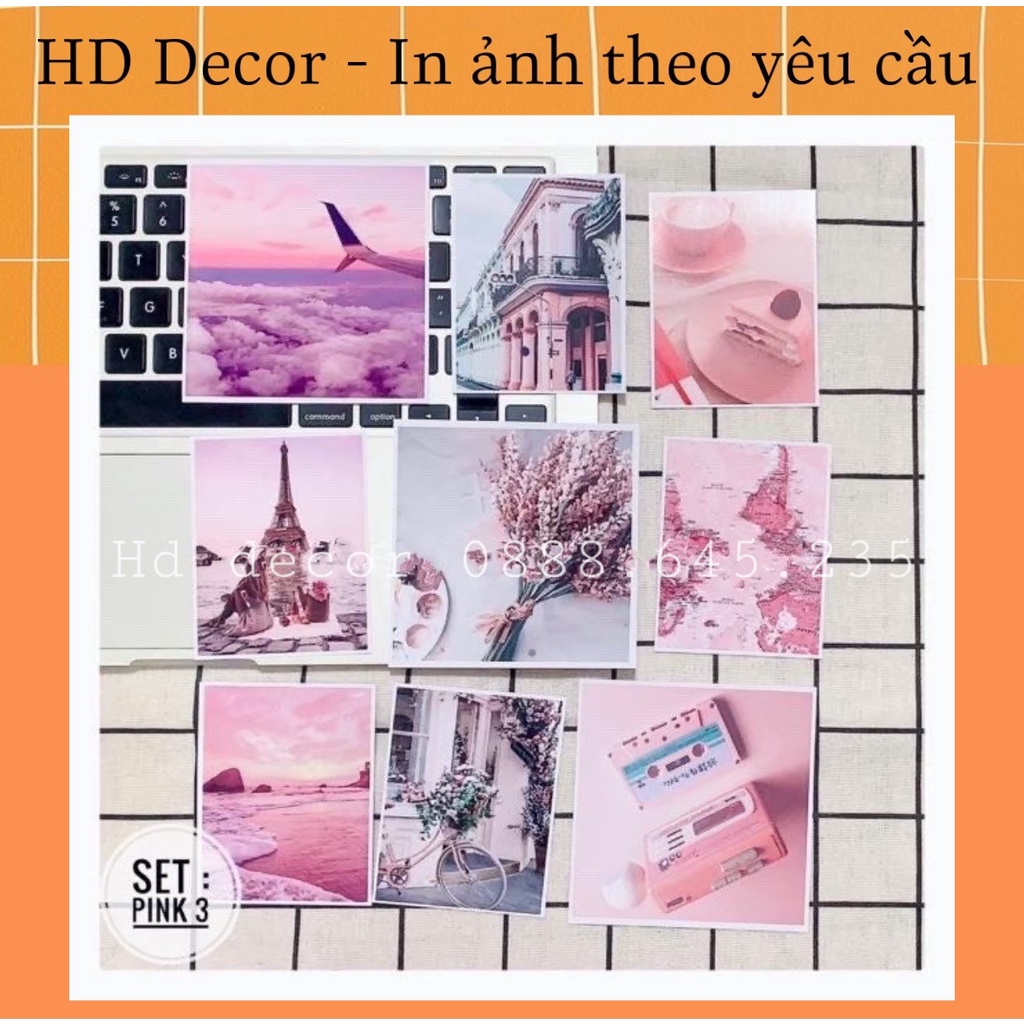 [ Ảnh thật ] Set thiệp postcard decor phòng màu Hồng PINK xinh lung linh ý hàng có sẵn