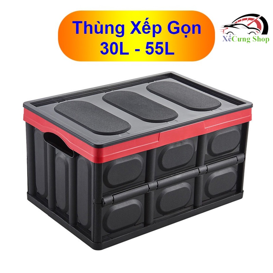 Thùng đựng đồ ô tô đa năng LUXCAR gấp gọn 30/55 Lít | Có túi lót - Hộp đựng đồ để cốp sau ô tô