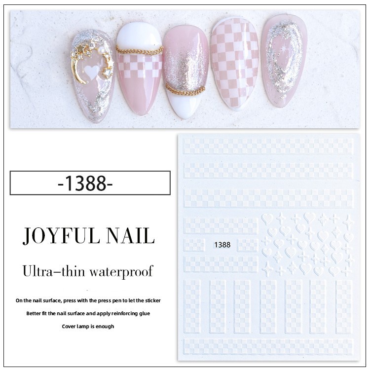 Miếng dán trang trí móng tay họa tiết sọc caro trắng đen độc đáo dành cho nữ